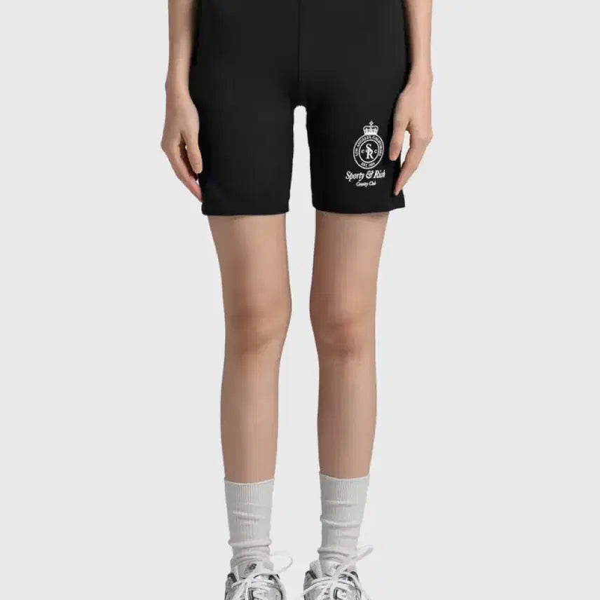 [BUNJANG] Sporty & Rich Crown Biker Shorts Black / 스포티앤리치 크라운 바이커 쇼츠