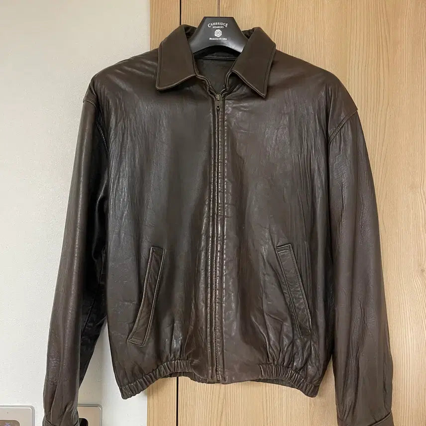 [BUNJANG] Golden Bear Sportswear Vintage Leather Blouson Brown / [L] 골든베어스포츠웨어 빈티지 레더 블루종 브라운