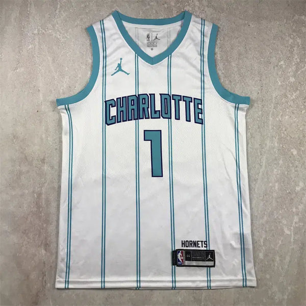 [BUNJANG] Charlotte Hornets #1 Ball Basketball Jersey - White, Hot Press / NBA 농구복 샬럿 호니츠 1호 볼 화이트 핫 프레스