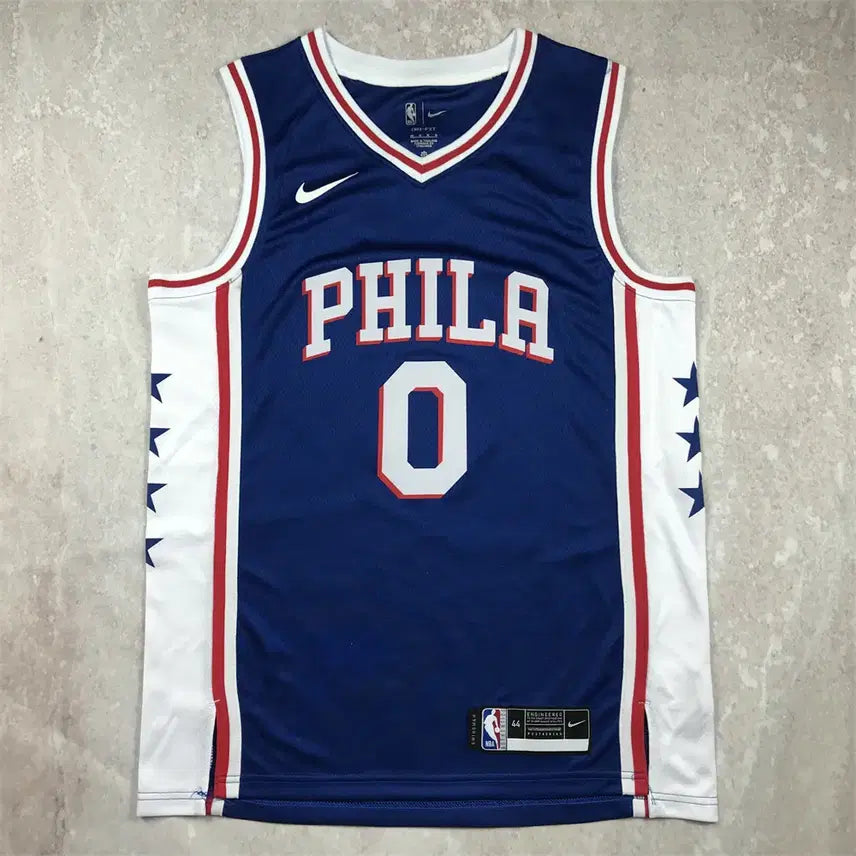 [BUNJANG] Philadelphia 76ers Maxey #0 Blue Hotfix Basketball Jersey / NBA 농구 유니폼 필라델피아 세븐티식서스 맥시 0번 블루 핫픽스