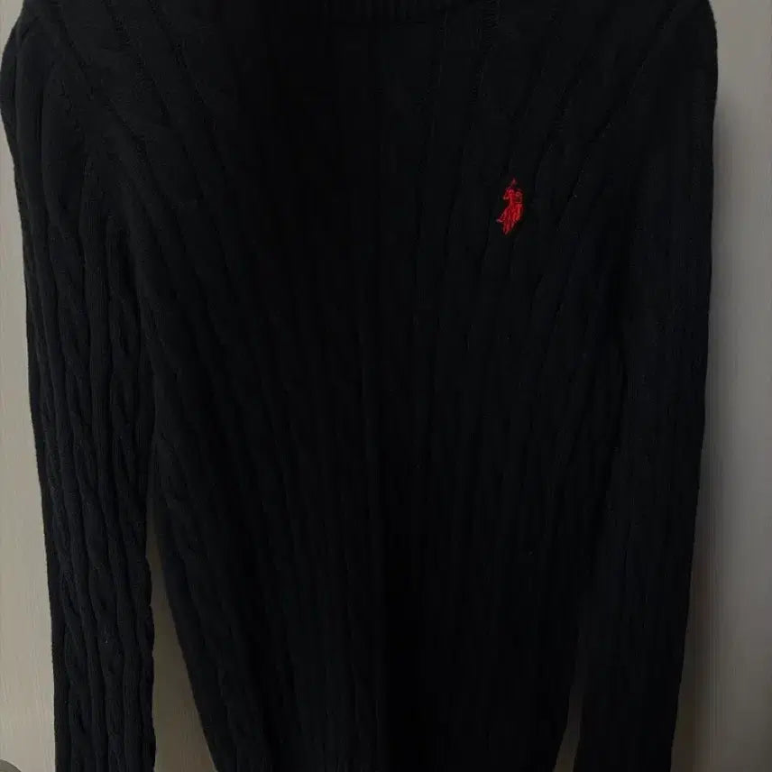 [BUNJANG] US Polo Assn. Cable Knit Black / 폴로 아센 US POLO ASSN 케이블 니트 블랙