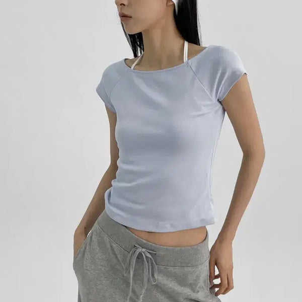 [BUNJANG] BLACK UP Mini V Raglan Short Sleeve T-Shirt Sky Blue / 블랙업 미니브 나그랑 반팔티