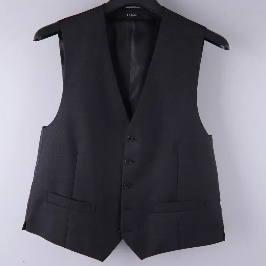 [BUNJANG] R logiG. Uomo Wool Check Suit Vest Charcoal (L) / 로가디스 모직 체크 정장 베스트 조끼 차콜 (L)