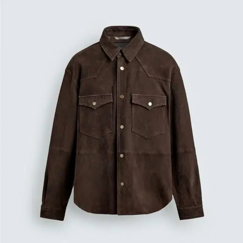[BUNJANG] Zara Lambskin Suede Oversized Fit Shirt / 자라 램스킨 리얼 스웨이드 오버핏 셔츠 L