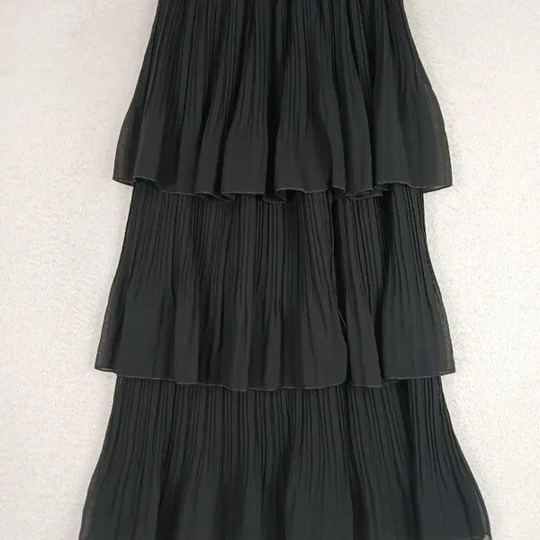 [BUNJANG] Women's Black Tiered Ruffle Skirt / 여성 블랙 캉캉 주름 스커트(44~55)