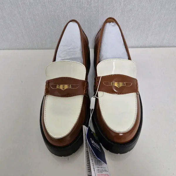 [BUNJANG] Z studio Platform Loafers White/Brown / 지스튜디오 플랫폼 로퍼
