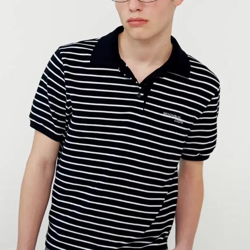 [BUNJANG] Munseon Unisex Stripe Collar T-shirt / 문선 유니섹스 스트라이프 카라 티셔츠 팝니다