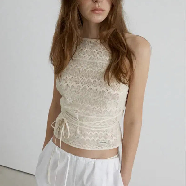[BUNJANG] Overdue Flare Strap Halter Top / 미시착 새상품) 오버듀플레어 스트랩 홀터탑