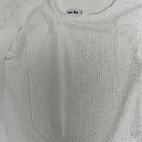 [BUNJANG] Michiko Koshino Textured Tie Top White / 미치코런던코시노 Textured Tie Top White (M)