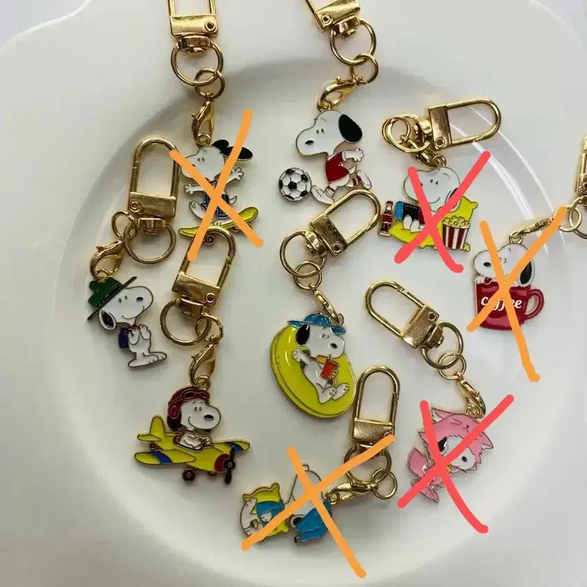 [BUNJANG] Snoopy Keyring Set / 스누피 키링 3개  에어팟키링 차키링 가방 파우치