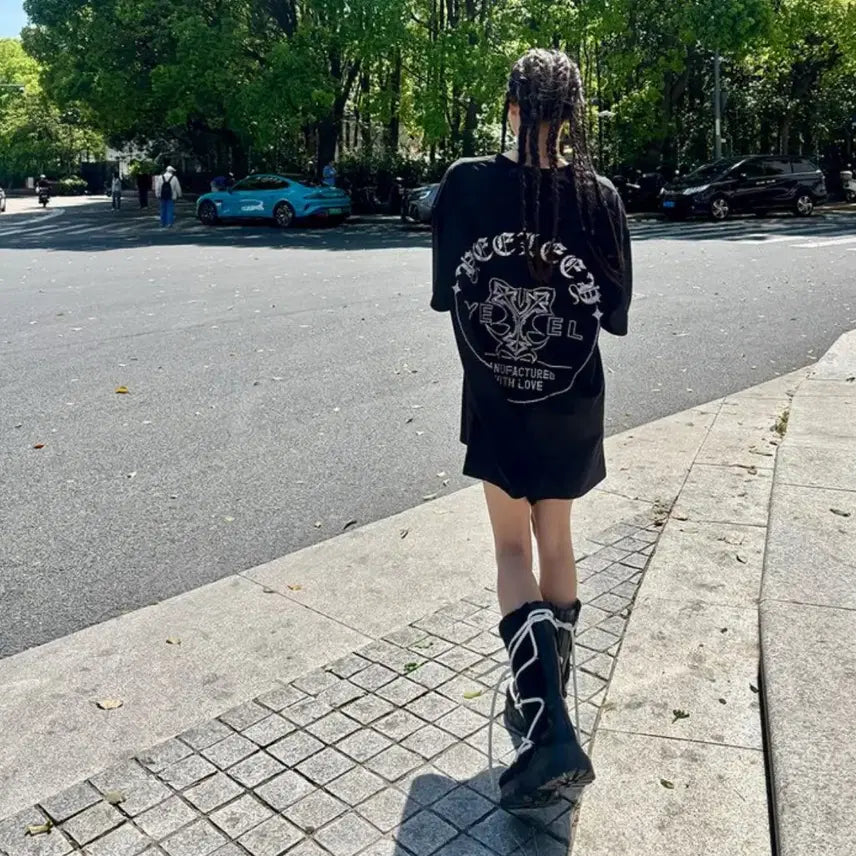 [BUNJANG] yeel Cubic Logo Oversized T-Shirt Black / yeel 큐빅 로고 오버사이즈드 티셔츠 블랙