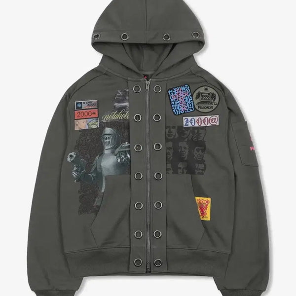 [BUNJANG] GLACIER LOCK-UP Eyelet Hoodie Zip-up / 글랙 락업 아일렛 후드집업