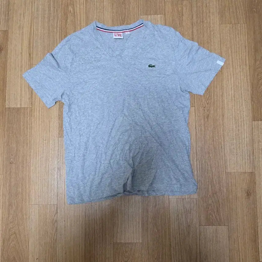 [BUNJANG] Lacoste Live Grey V-Neck T-Shirt / 라코스테 v넥 티셔츠 100