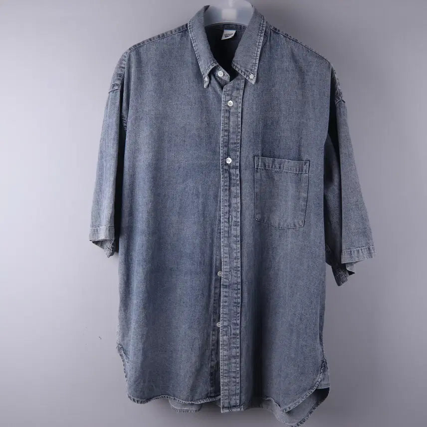 [BUNJANG] Partimento Stone Washed Denim Oversized Half Shirt XL / 파르티멘토 스톤 워싱 데님 오버핏 하프 셔츠 (XL)