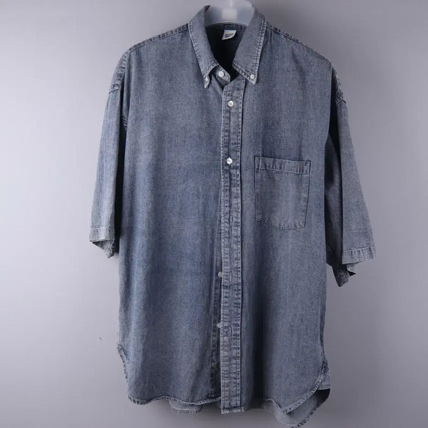 [BUNJANG] Partimento Stone Washed Denim Oversized Half Shirt XL / 파르티멘토 스톤 워싱 데님 오버핏 하프 셔츠 (XL)