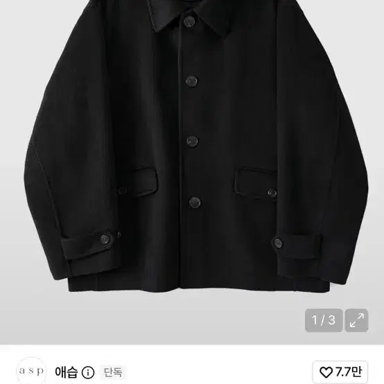 [BUNJANG] ASPECS Cashmere Handmade Half Coat Black L / 애습 캐시미어 핸드메이드 자켓 하프코트 블랙