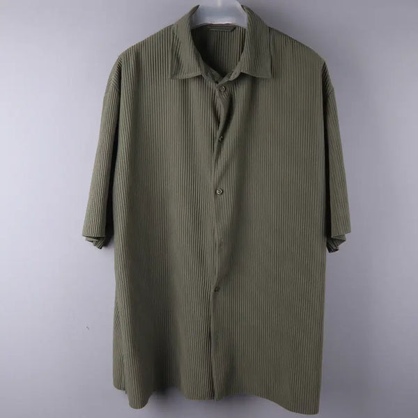 [BUNJANG] Zara Olive Green Pleated Short Sleeve Shirt (L) / 자라 올리브 그린 색상 플리츠 반팔 셔츠 (L)