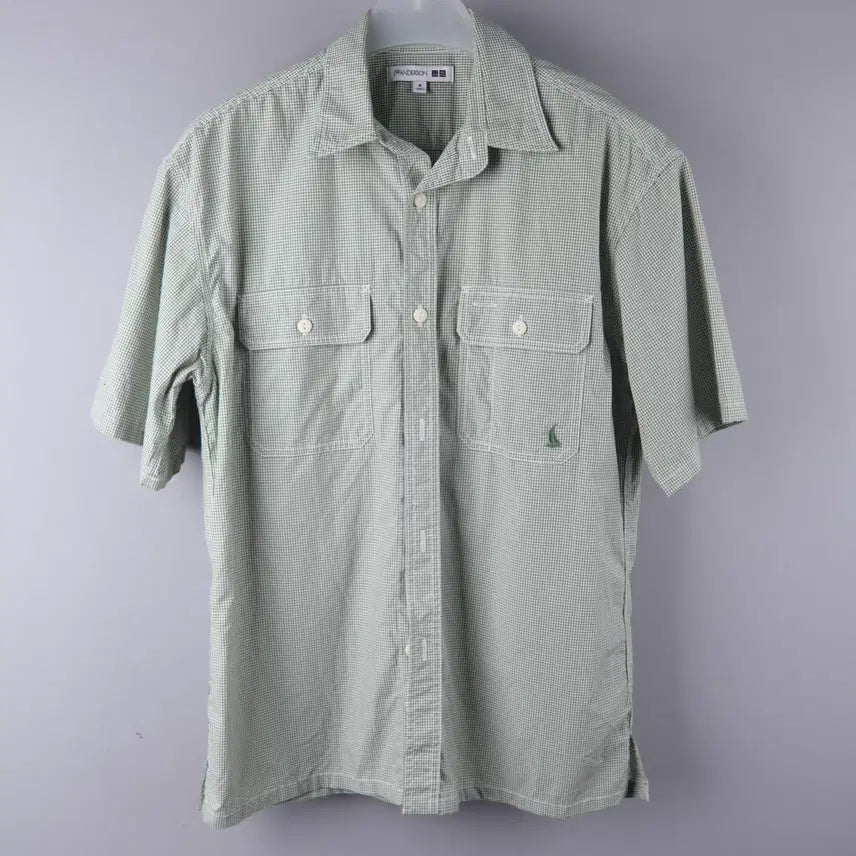 [BUNJANG] Uniqlo x JW Anderson Casual Gingham Check Short Sleeve Shirt Green (M) / 유니클로 x JW 앤더슨 캐주얼 깅엄 체크 반팔 셔츠 그린 (M)