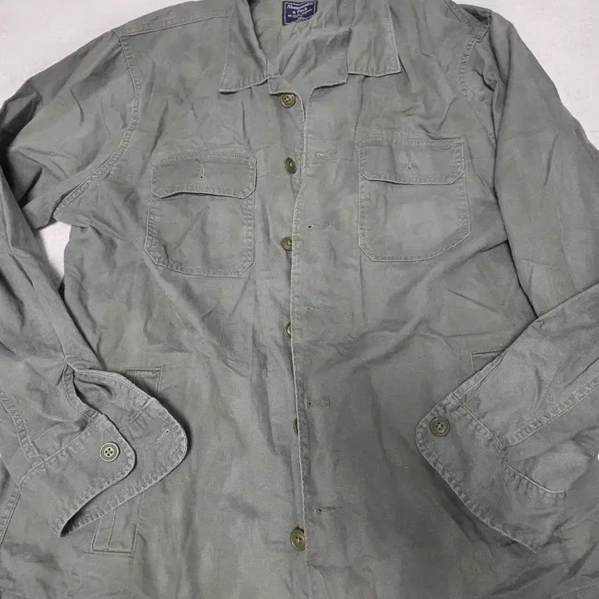 [BUNJANG] Abercrombie & Fitch Vintage Olive Khaki Washed Cotton Field Jacket XXL / 아베크롬비앤피치 카키 필드 자켓