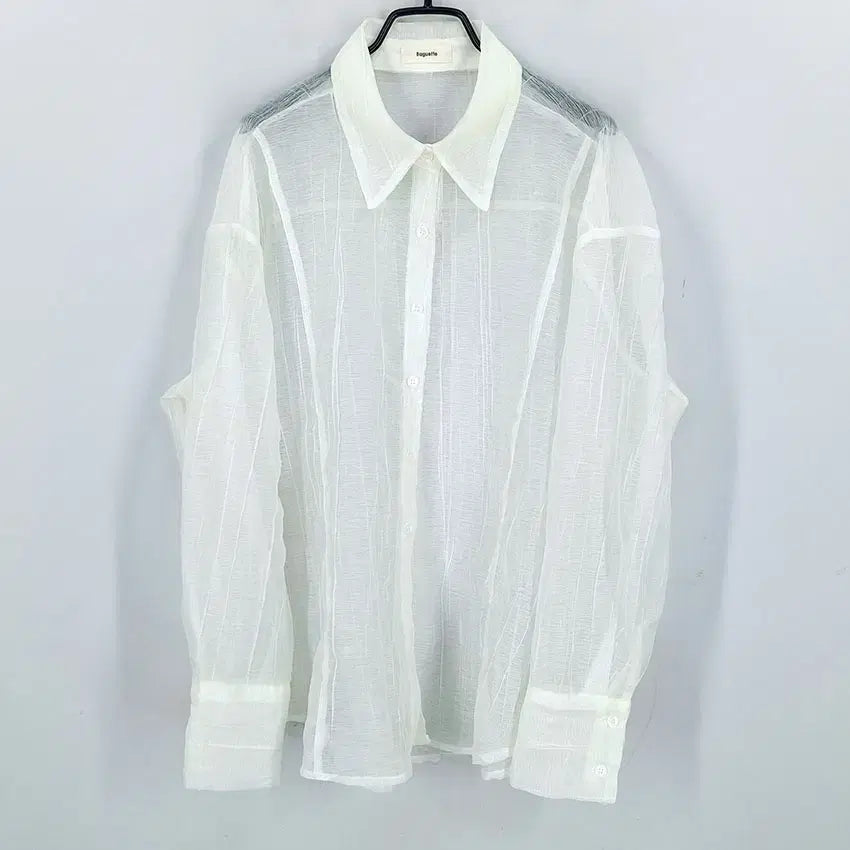 [BUNJANG] Baguette Women's See-Through Long Sleeve Shirt Lemon / BAGUETTE 여성 여성 시스루 긴팔셔츠 레몬 (HU46097)