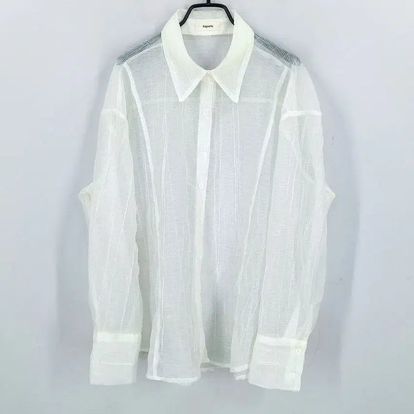 [BUNJANG] Baguette Women's See-Through Long Sleeve Shirt Lemon / BAGUETTE 여성 여성 시스루 긴팔셔츠 레몬 (HU46097)