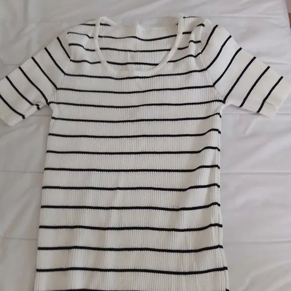 [BUNJANG] Striped Short Sleeve T-Shirt / 단가라 반팔티