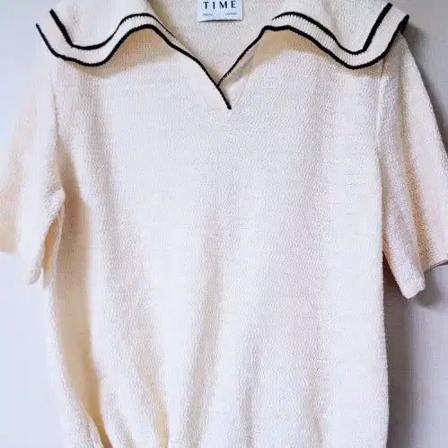[BUNJANG] Time Hansem Linen Sailor Collar Short Sleeve Knit / 타임 한섬 세일러카라 린넨 반팔니트  폴1353