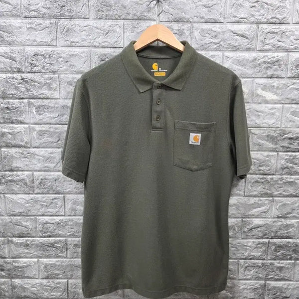[BUNJANG] Carhartt Short Sleeve Polo Shirt Khaki Size 100 / 칼하트 반팔 카라티 카키색  사이즈 100