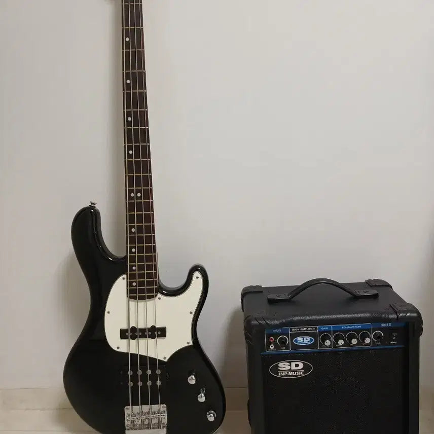 [BUNJANG] Black Bass Guitar and Amplifier Set with Bag / 베이스 기타(골트)