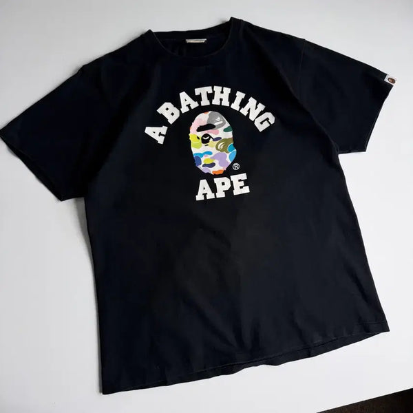 [BUNJANG] Bape Black Multi Camo College T-Shirt / Bape  베이프 블랙 멀티 카모 칼리지 반팔티셔츠