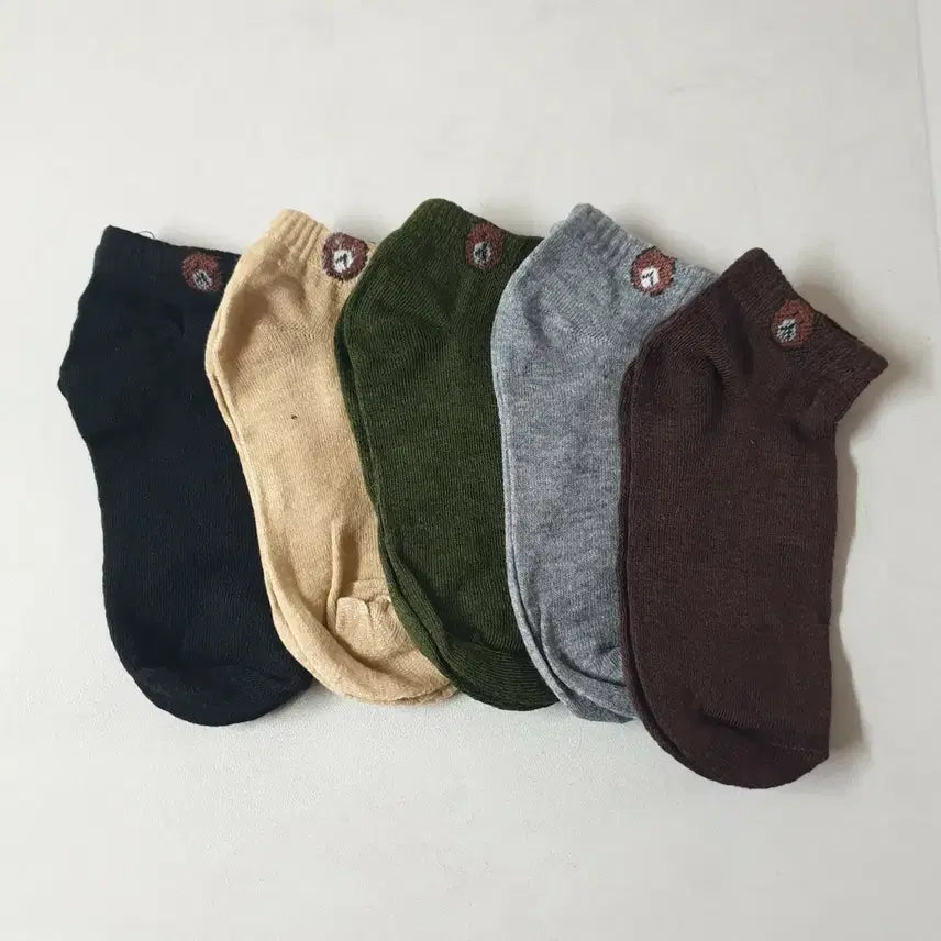 [BUNJANG] Bear Motif 5-Pair Sock Set / 새것 곰돌이 양말 5개 세트