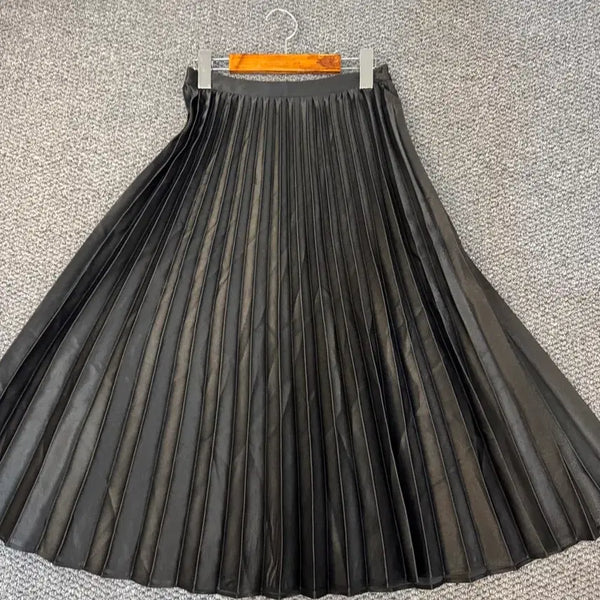 [BUNJANG] Black Pleated Midi Skirt / 블랙 플리츠 스커트