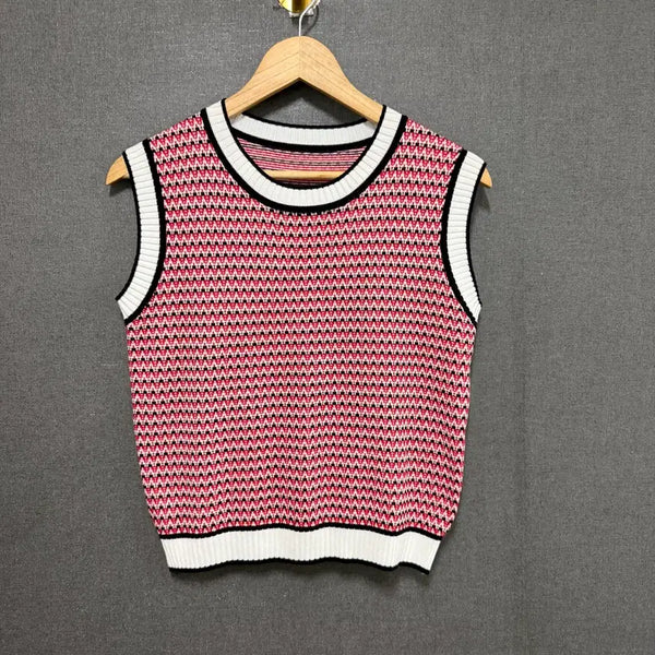 [BUNJANG] Women's Red Knit Vest BO2512 / F 여성 니트 조끼 베스트 레드 BO2512