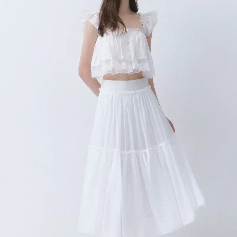 [BUNJANG] Dirtys Glow Chiffon Lace Skirt (M) / 더티스 글로우 쉬폰 레이스 스커트