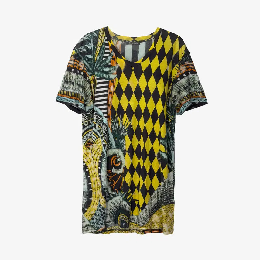 [BUNJANG] Balmain Tropical Print T-Shirt Multicolour Cotton / [36] 발망 트로피컬 프린팅 티셔츠 AFD033690N