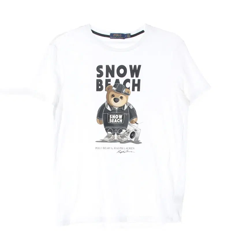 [BUNJANG] Polo Ralph Lauren Bear Graphic Snow Beach T-Shirt White / 폴로 랄프 로렌 베어 그래픽 스노우 비치 반팔 티셔츠 화이트