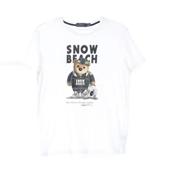 [BUNJANG] Polo Ralph Lauren Bear Graphic Snow Beach T-Shirt White / 폴로 랄프 로렌 베어 그래픽 스노우 비치 반팔 티셔츠 화이트