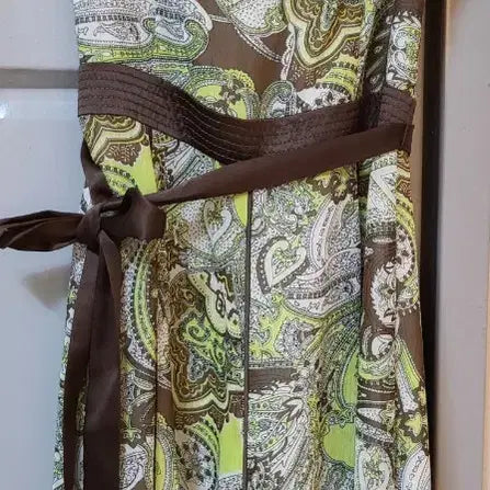[BUNJANG] She's Madee Chiffon Paisley Pattern Dress / 쉬즈미스 쉬폰 원피스 그린/브라운 페이즐리 패턴