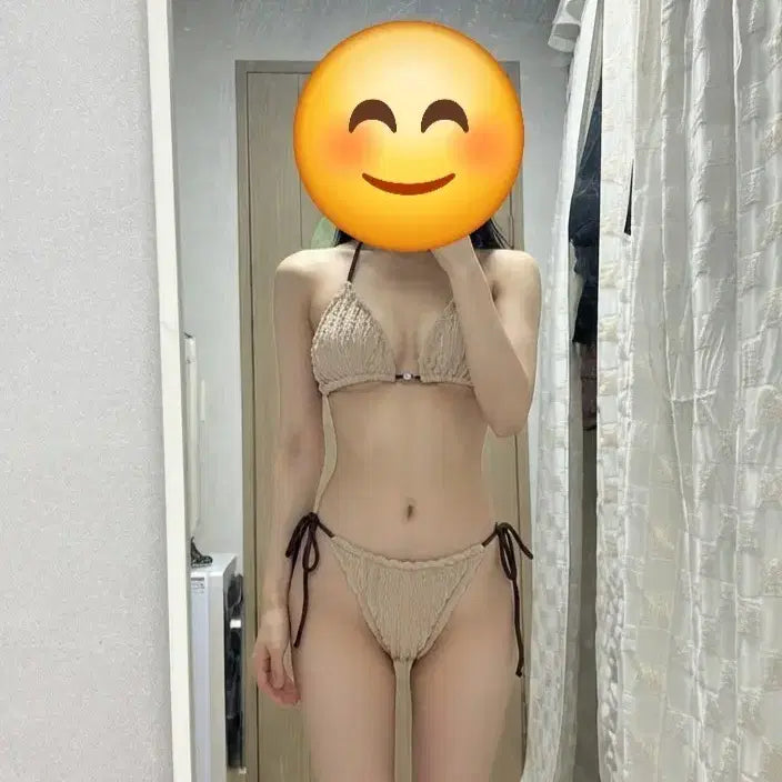 [BUNJANG] Knit Bikini Beige / 니트 비키니 베이지