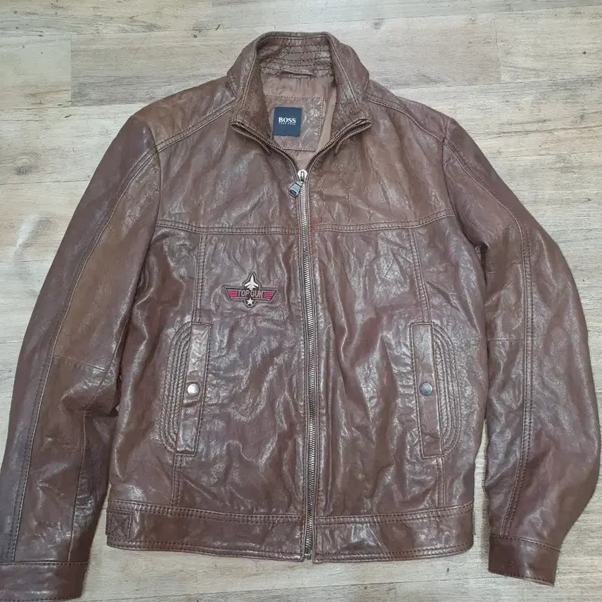 [BUNJANG] Hugo Boss Vintage Top Gun Leather Jacket Brown / [정품/100] 휴고보스(HUGO BOSS) 빈티지 탑건 레더 가죽 자켓 브라운