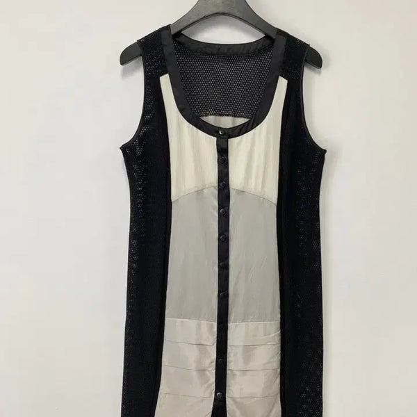 [BUNJANG] DONEY CASA Vintage Mesh & Silk Blend Button Dress / 빈티지 DONEY CASA 매쉬 & 실크 블렌드 버튼 원피스