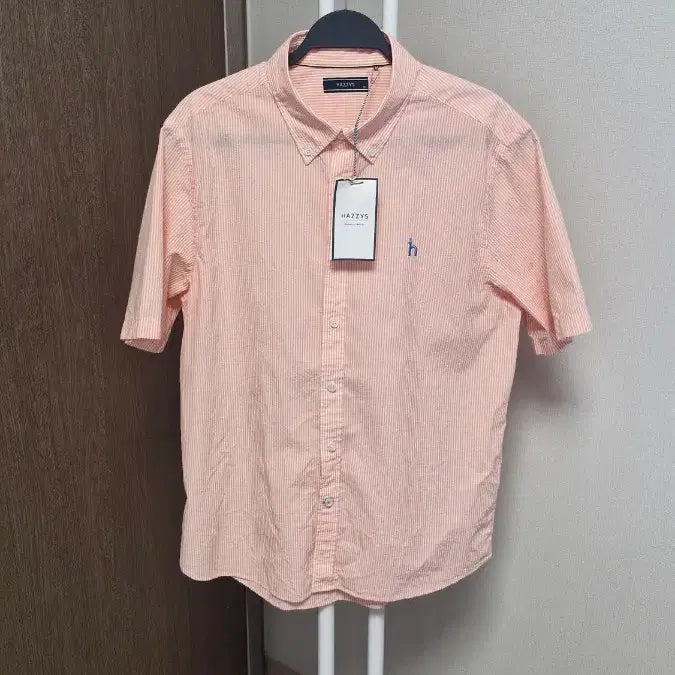 [BUNJANG] Hazzys Men's Coral Stripe Short Sleeve Shirt Size 100 / [새제품]헤지스(남100) 반팔 셔츠 코랄스트라이프