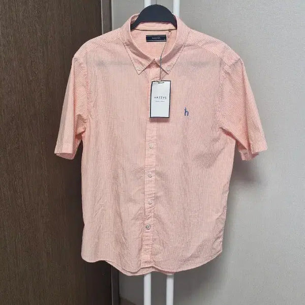 [BUNJANG] Hazzys Men's Coral Stripe Short Sleeve Shirt Size 100 / [새제품]헤지스(남100) 반팔 셔츠 코랄스트라이프