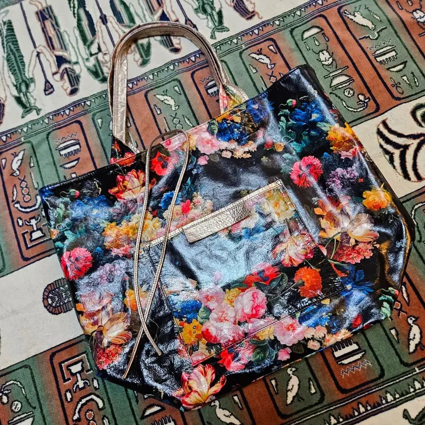 [BUNJANG] H by EKATRINA in New York Reversible Tote Bag Rose Gold/Multi-color Flower / 이카트리나(H by EKATRINA) in 뉴욕 플라워 리버시블 토트백