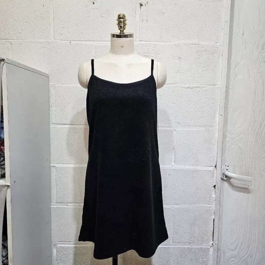 [BUNJANG] Towel Material String Dress - Black / 타올 재질의 끈 원피스- 블랙
