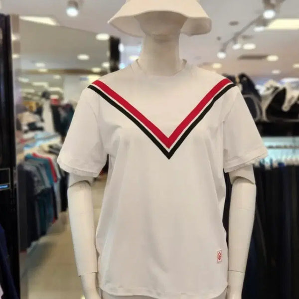 [BUNJANG] V-Neck Color-Block Short-Sleeve T-Shirt / 팬텀
