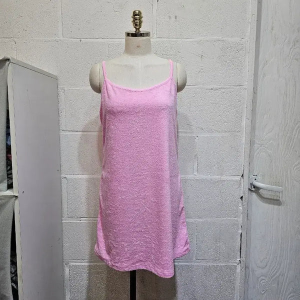 [BUNJANG] Terry Cloth String Mini Dress - Pink / 타올 재질의 끈 원피스- 핑크