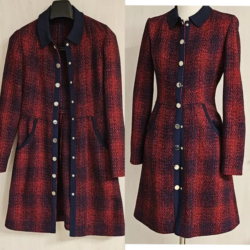 [BUNJANG] Maje Tweed Dress Red/Navy / 마쥬 트위드 원피스 레드/네이비 2