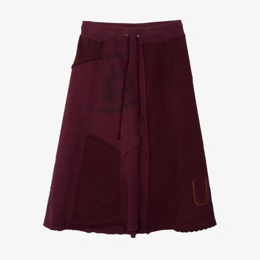 [BUNJANG] Undercover Distressed Skirt Burgundy Cotton M / 언더커버 디스트레스 스커트 AFD033692N