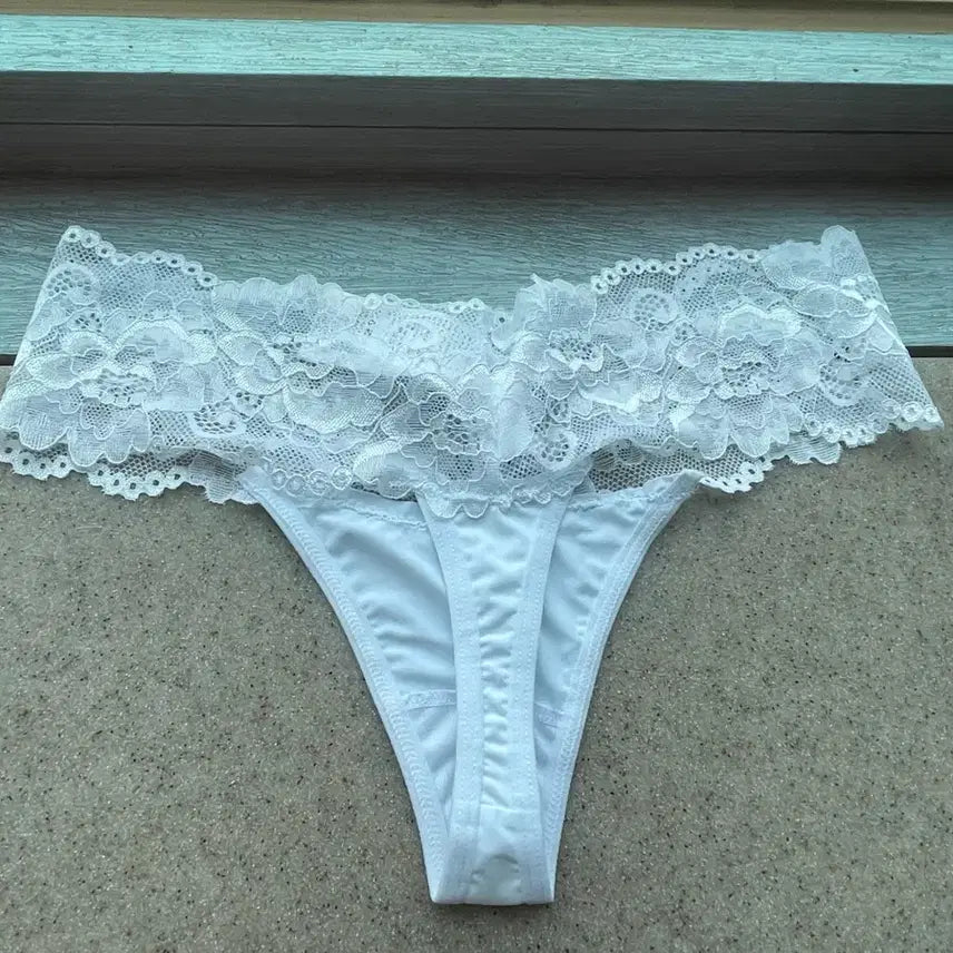 [BUNJANG] Women's White Lace Back Panty / (중고) 여성팬티 화이트 백 레이스